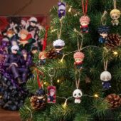 Jujutsu Kaisen anime character ornaments hanging on a Christmas tree from TheStripedcat