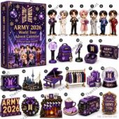 ARMY 2026 World Tour advent calendar with 24 collectible miniature items.