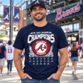 Man wearing Atlanta Braves NL East Division Champions t-shirt
