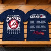 Atlanta Braves 2026 NL East Division Champions T-shirt front and back view