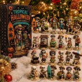 Tropical Halloween advent calendar with 24 skeleton figurines from TheStripedcat