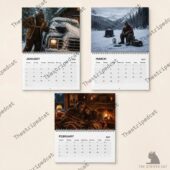 2027 calendar featuring Bigfoot in snowy and cabin settings from TheStripedcat