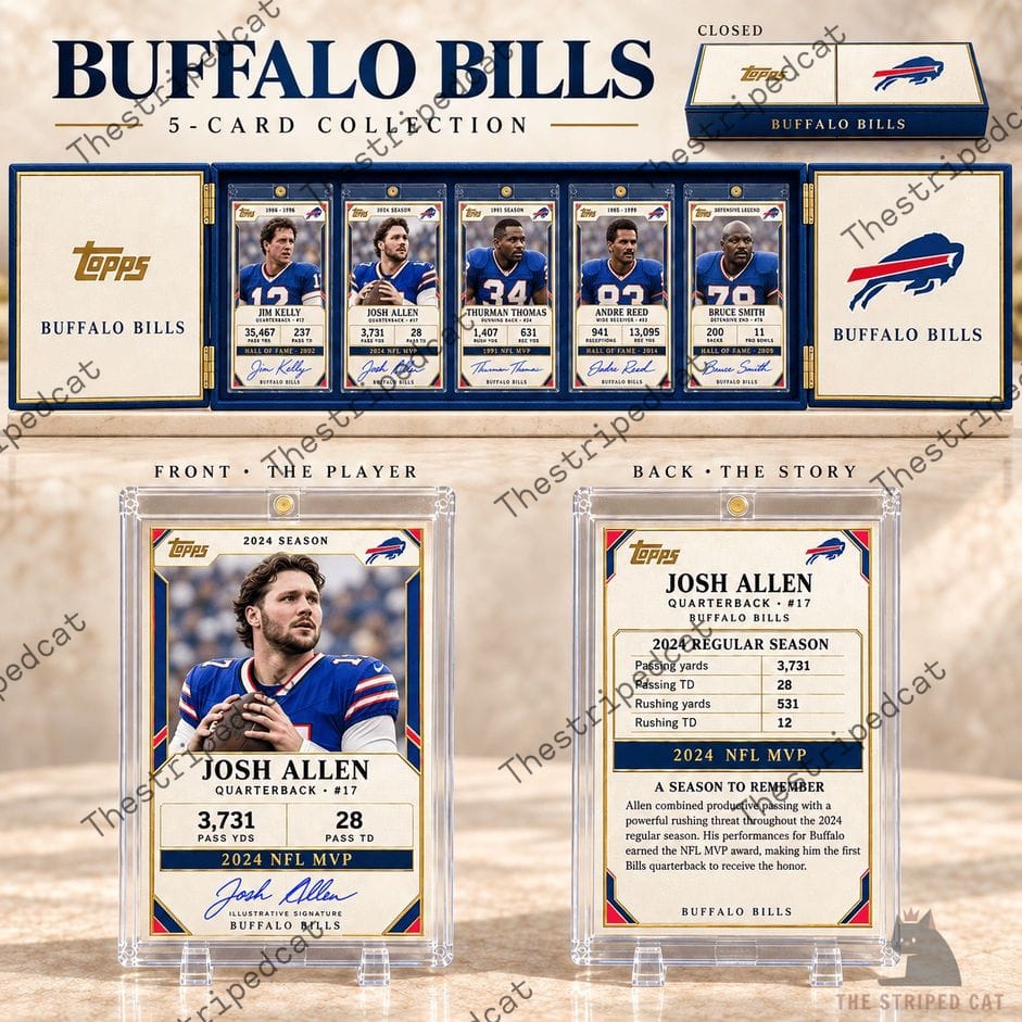 Buffalo Bills Football Card Collector’s Box Set 4 Topps Buffalo Bills 5-card collector set featuring Josh Allen