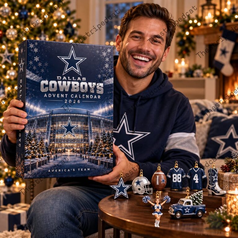 Man holding a 2026 Dallas Cowboys advent calendar from TheStripedcat
