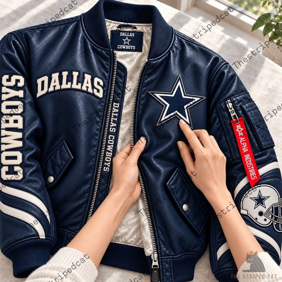 Dallas Cowboys Football Bomber Leather Jacket Dallas Cowboys Football Bomber Leather Jacket