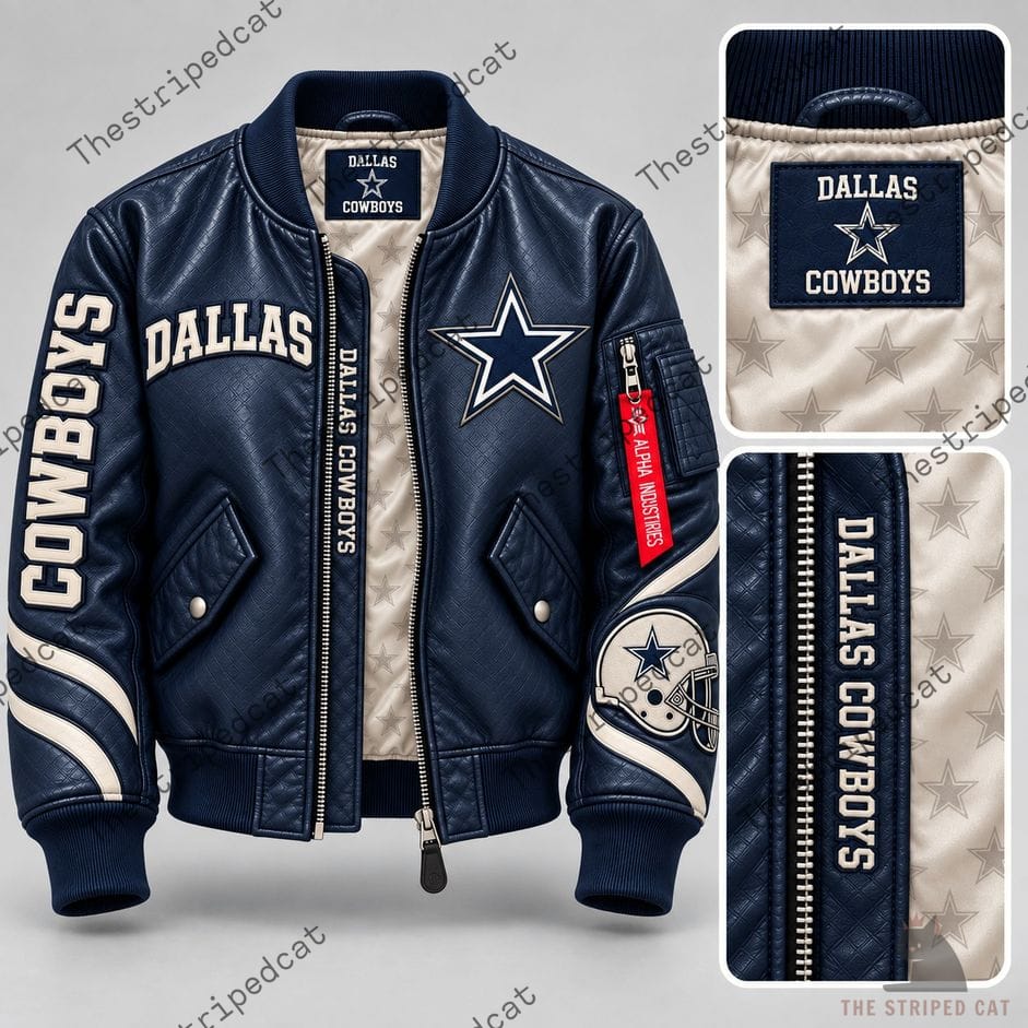 Dallas Cowboys Football Bomber Leather Jacket Dallas Cowboys Football Bomber Leather Jacket