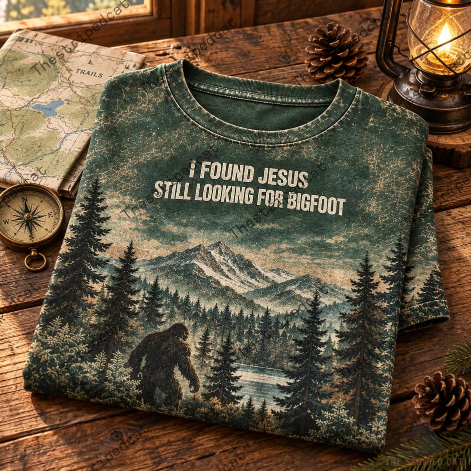 I Found Jesus Still Looking For Bigfoot Shirt I Found Jesus Still Looking For Bigfoot Shirt