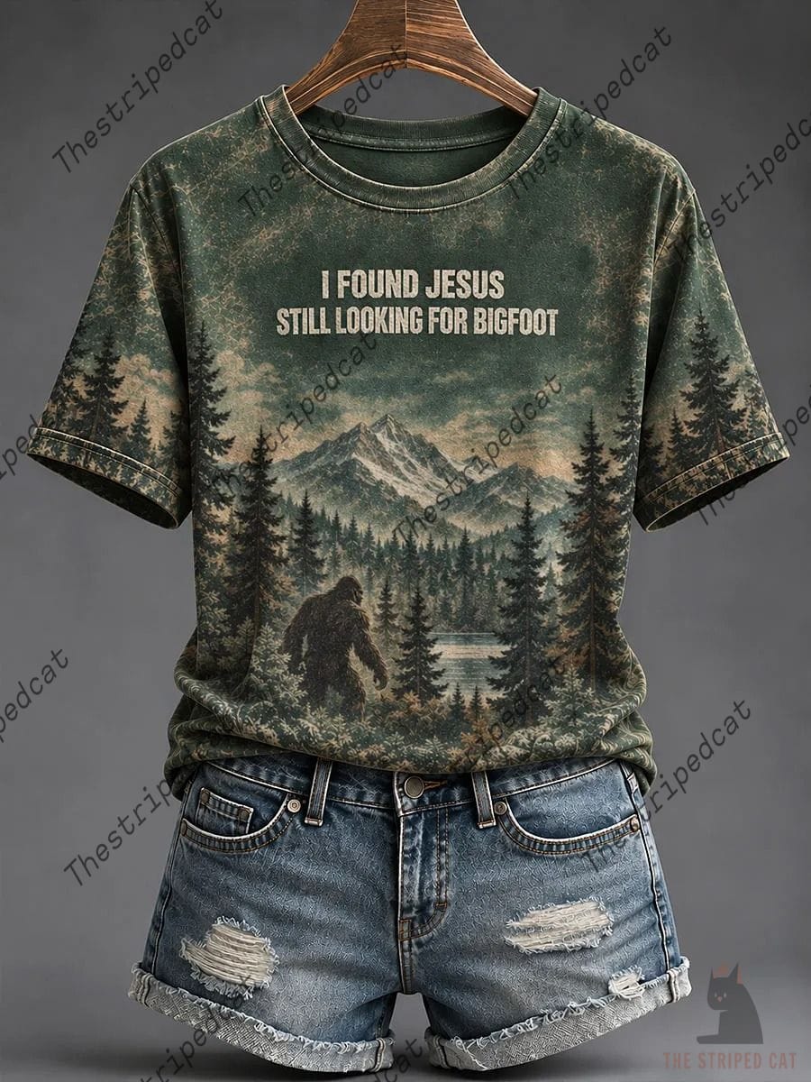 I Found Jesus Still Looking For Bigfoot Shirt I Found Jesus Still Looking For Bigfoot Shirt