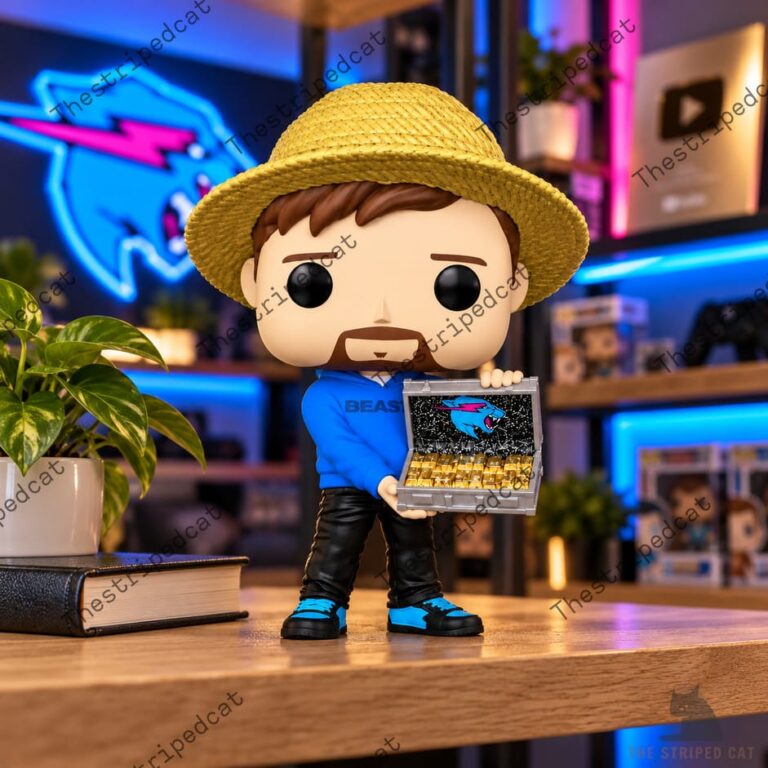 MrBeast collectible figure holding a briefcase of gold bars