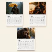 2027 calendar featuring Bigfoot in snowy and cabin settings from TheStripedcat