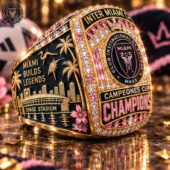 Inter Miami CF Campeones Cup Champions Ring 1 Inter Miami CF Campeones Cup championship ring with custom gold and gemstone details