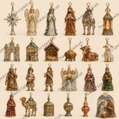 Nativity Story 2026 Advent Calendar 3 Collection of decorative Nativity theme Christmas tree ornaments from TheStripedcat.