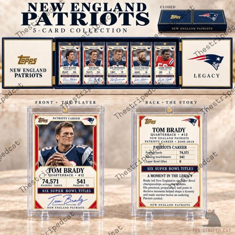 New England Patriots Topps 5-card collection featuring Tom Brady