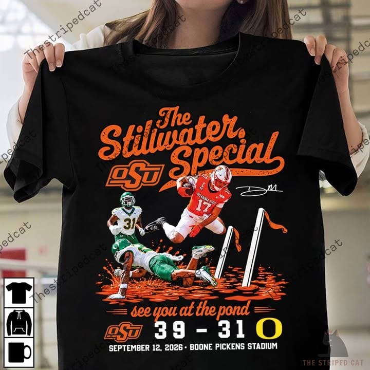 Oklahoma State Stillwater Special Shirt 6 Black Oklahoma State Cowboys graphic t-shirt featuring Stillwater Special design