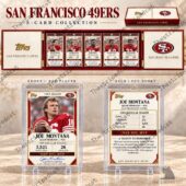 San Francisco 49ers 5-card Topps collection featuring Joe Montana and Jerry Rice
