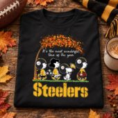 Steelers It's The Most Wonderful Time Of The Year Shirt 2 Pittsburgh Steelers Peanuts characters autumn theme t-shirt