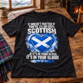 Black Scottish pride t-shirt with heart-shaped flag design