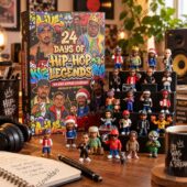 24 Days of Hip-Hop Legends advent calendar with miniature collectible figures.