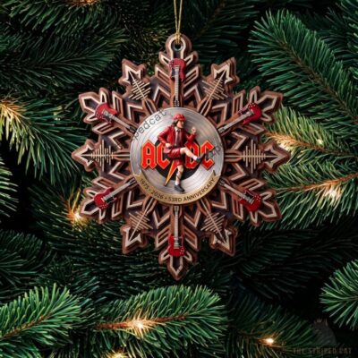 AC/DC 53rd Anniversary Wooden Snowflake Christmas Ornament