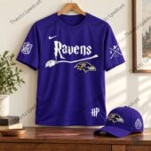 Baltimore Ravens and Harry Potter crossover purple t-shirt and hat set
