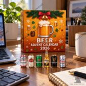 TheStripedcat 2026 Beer Advent Calendar with mini cans on desk