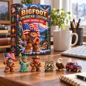 Bigfoot American Legends 2026 Advent Calendar and themed miniature figures on a desk