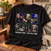 Black Bob Seger concert t-shirt featuring photo montage and tour text