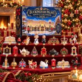 Buckingham Palace 2026 advent calendar with miniature British themed ornaments.