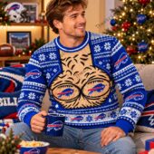 Man wearing a Buffalo Bills themed Christmas sweater by TheStripedcat