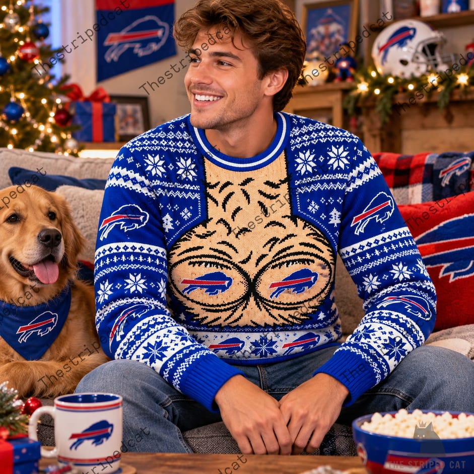 Buffalo Bills Merch Hairy Chest Ugly Christmas Sweater Buffalo Bills Merch Hairy Chest Ugly Christmas Sweater