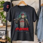 Cleveland Baseball Coming For More T shirt 2 Jason Voorhees wearing a Cleveland baseball jersey on a charcoal t-shirt
