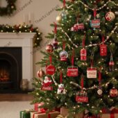 Collection of Coca-Cola themed Christmas tree ornaments