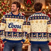 Coors Banquet Vintage Reindeer Snowflake Ugly Christmas Sweater 2