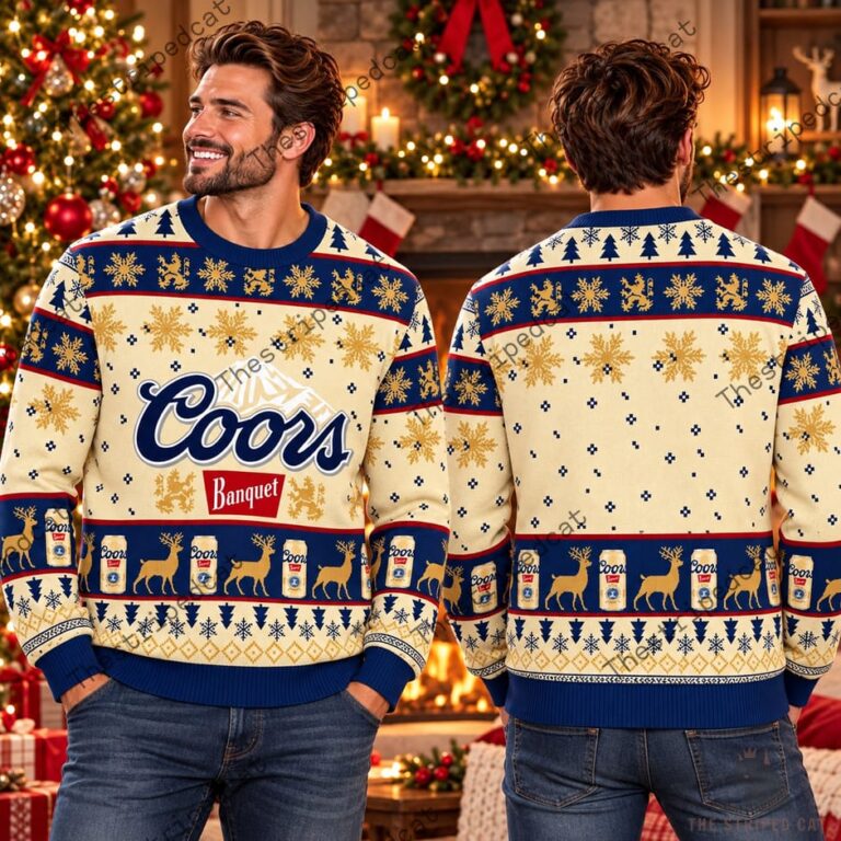 Coors Banquet Vintage Reindeer Snowflake Ugly Christmas Sweater 2