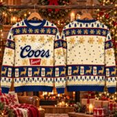 Coors Banquet Vintage Reindeer Snowflake Ugly Christmas Sweater 3