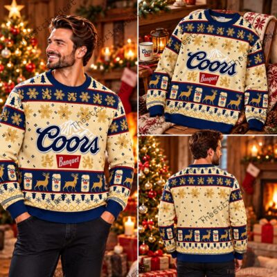 Coors Banquet Vintage Reindeer Snowflake Ugly Christmas Sweater