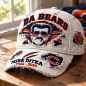 Mike Ditka Chicago Bears distressed beige baseball cap