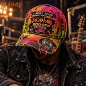 Distressed rock band concert cap featuring Def Leppard, Goo Goo Dolls, and The Struts 2027 tour branding.