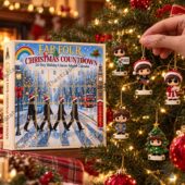 Fab Four Christmas Countdown 2026 Advent Calendar 1 Fab Four Christmas Countdown advent calendar with Beatles-themed holiday ornaments.