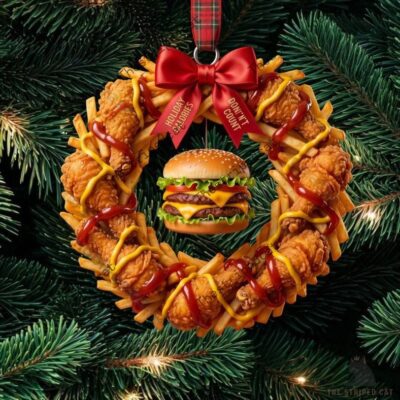 Funny Fast Food Wreath Christmas Ornament