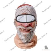 Realistic Santa Claus face mask with smoking cigarette