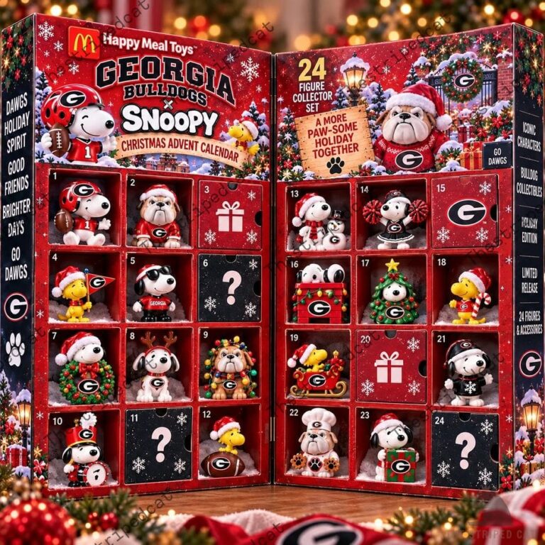 Georgia Bulldogs Snoopy Christmas advent calendar 24-piece collector set.