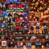 Gorillaz Cartoon Skull Riot 2026 advent calendar with miniature figurines and music-themed collectibles.