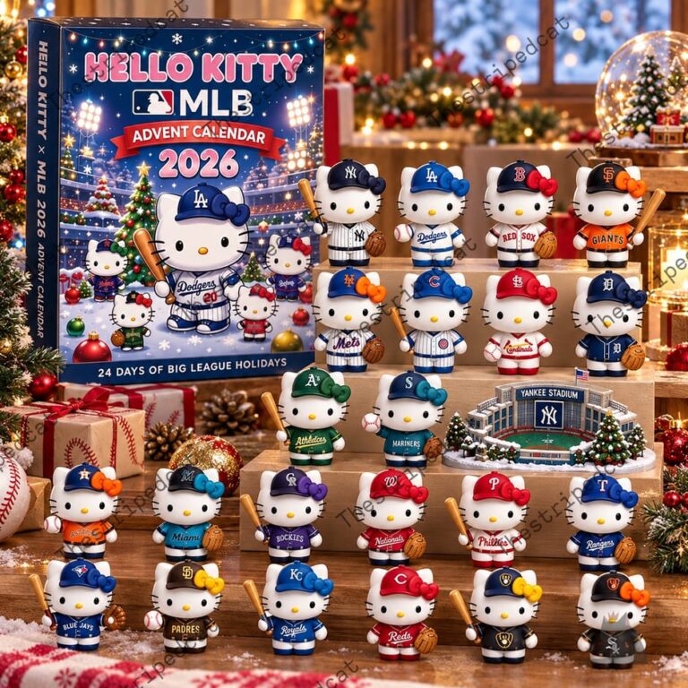 Hello Kitty MLB 2026 advent calendar with miniature baseball player figures from various teams