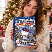 Hello Kitty Milwaukee Brewers advent calendar held by a woman