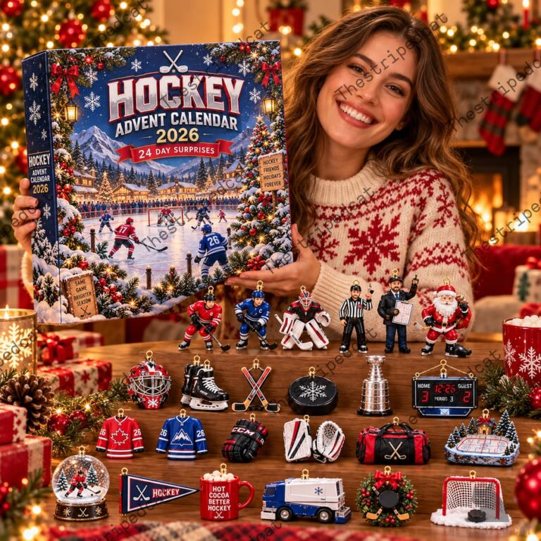 2026 Hockey Advent Calendar from TheStripedcat featuring 24 collectible hockey-themed ornaments.