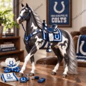 Indianapolis Colts themed decorative horse figurine