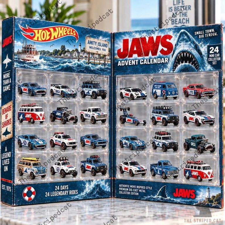 Jaws Movie 24 Mini Car Collector Advent Calendar 2026 3 Jaws themed Hot Wheels advent calendar collector set