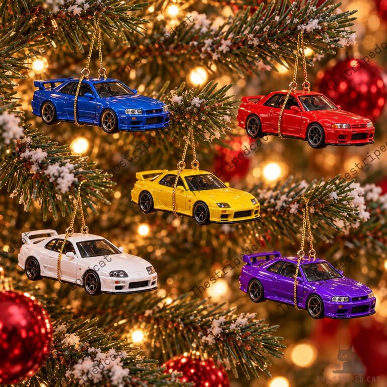 Collection of JDM sports car Christmas tree ornaments
