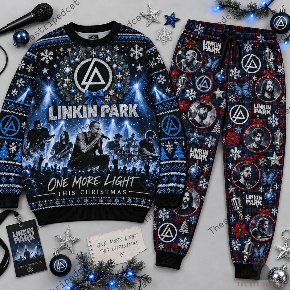 Linkin Park One More Light Christmas Sweater and Jogger Pants Set Linkin Park One More Light Christmas Sweater and Jogger Pants Set